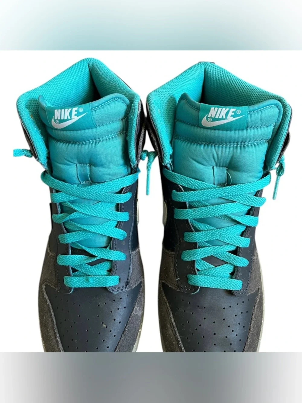 Nike Dunk High Anthracite Turquoise 2012 Sneakers 317982-052‎ Mens Size 9.5